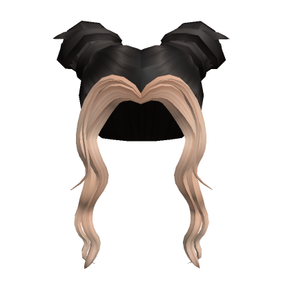 Прически из роблокса для девочек Black & Blonde Wavy Space Buns - Roblox