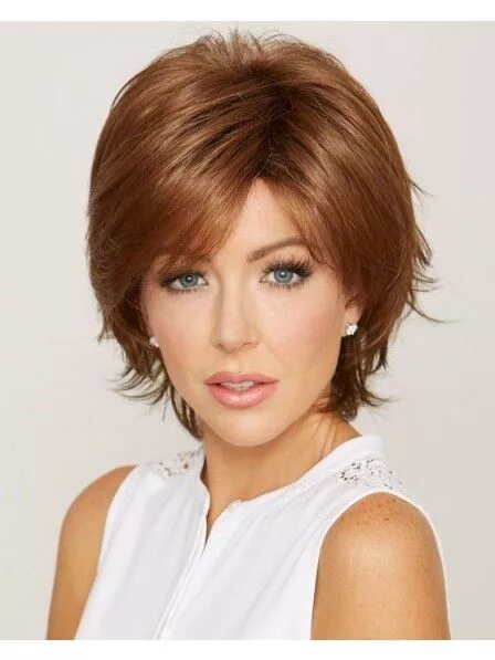 Прически каприз на средние Chin Length Synthetic Capless Wig with Layers Wig hairstyles, Remy human hair wi