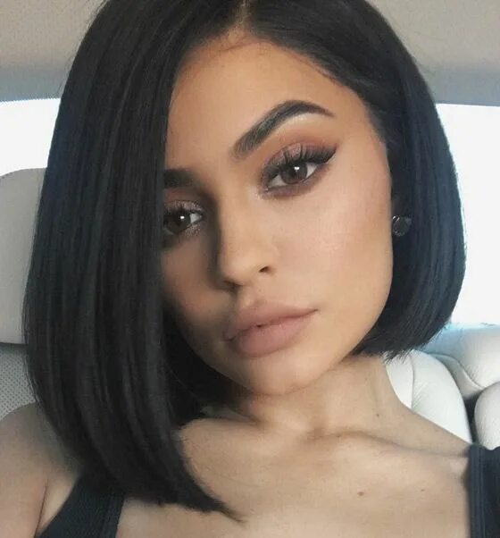 Прически каре черные волосы Kylie Jenner Hairstyles - Jet Black Asymmetrical Bob Human hair wigs, Wig hairst