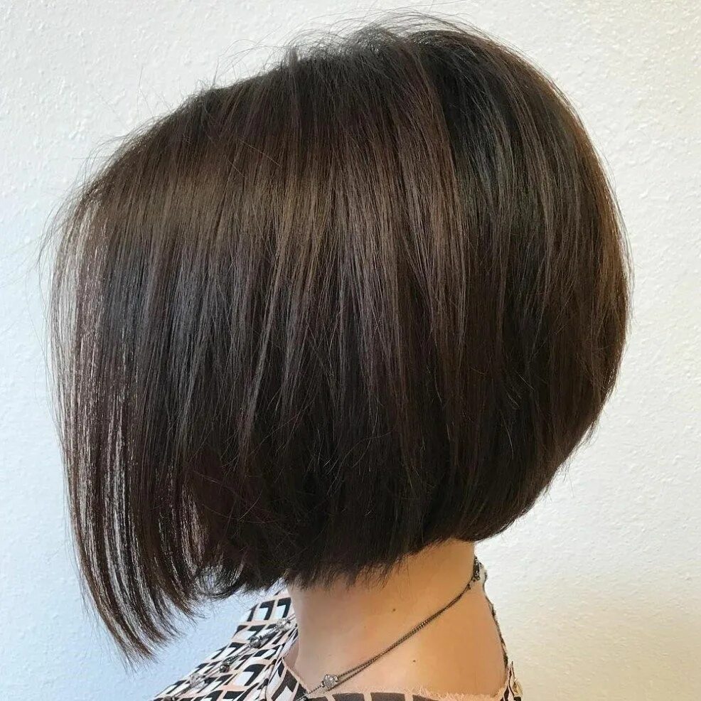 Прически каре фото сзади Short Dark Brown Bob Cut Stacked haircuts, Stacked bob haircut, Thick hair style