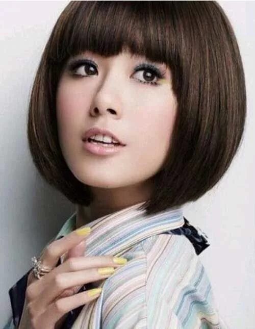 Прически каре с корейской челкой 15+ Korean Bob Haircut Bob-Hairstyle.Com Short hair wigs, Short hair styles, Bob