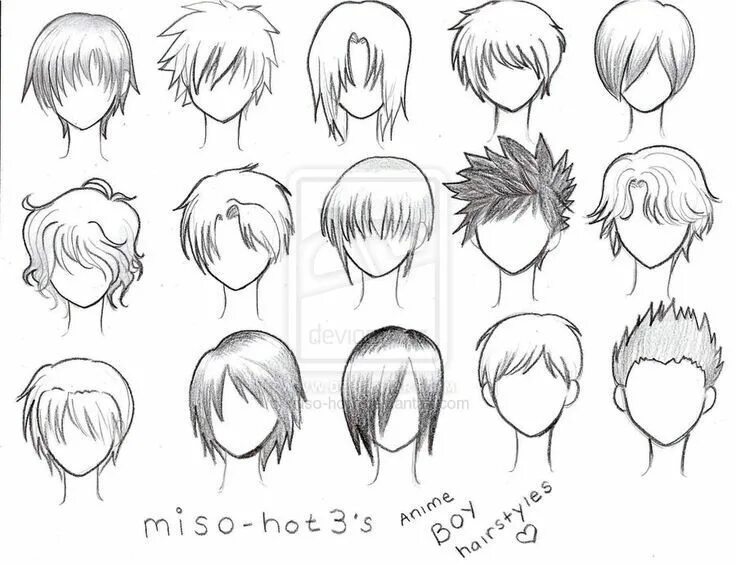 Hairstyle Anime boy hair, Hair sketch, Short hair drawing