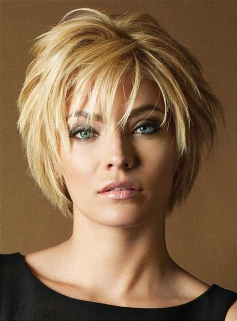 Прически короткие средней длины волосы Short Layered Straight Human Hair with Bangs Capless Wigs Hairstyles for fat fac