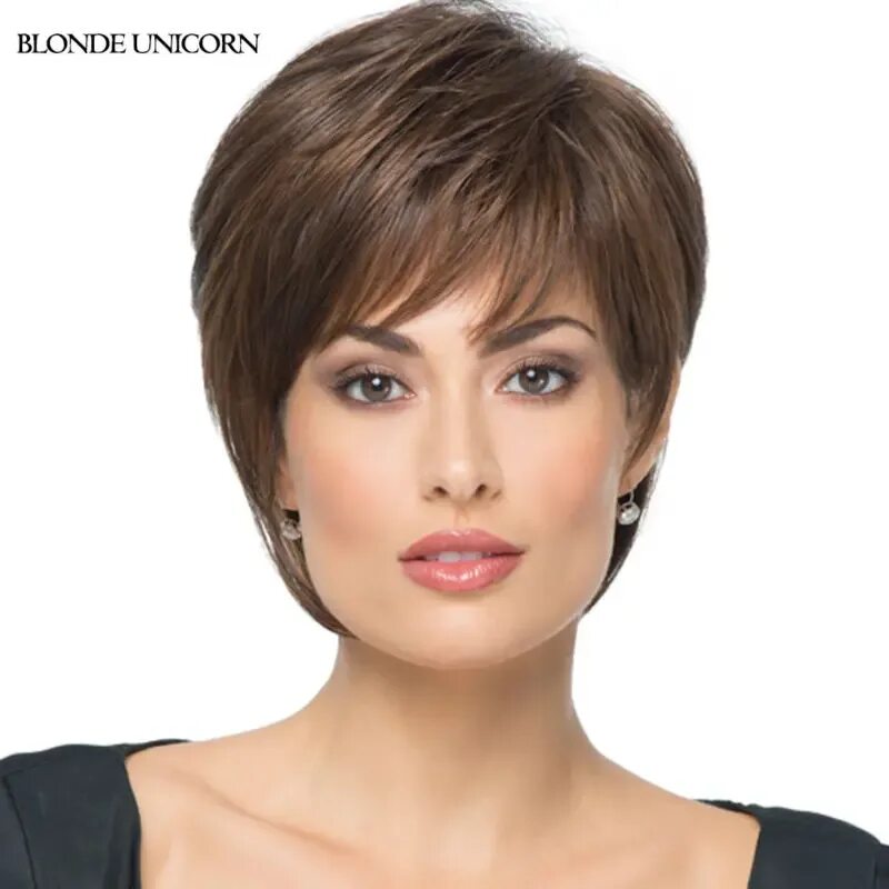 Прически короткие волосы овальным лицом Blonde Unicorn Stylish Wigs Short Human Hair Wigs For Women Mono Top Long Temple