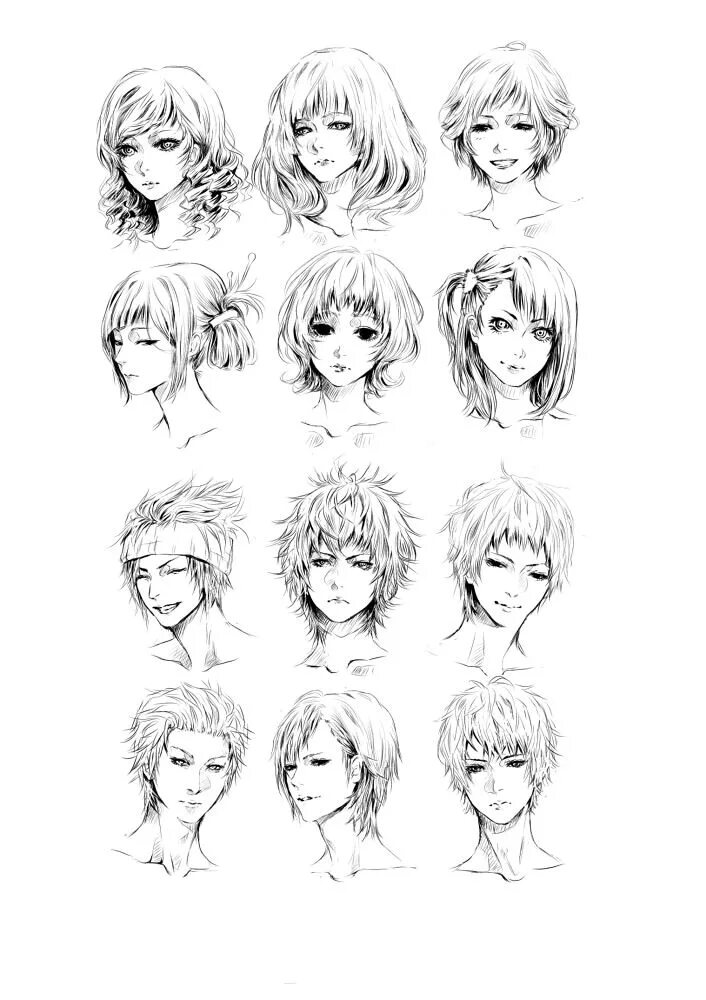 Прически короткие женские референс faces by jounetsunoakai on DeviantArt Schetsen, Kleuren, Gezicht