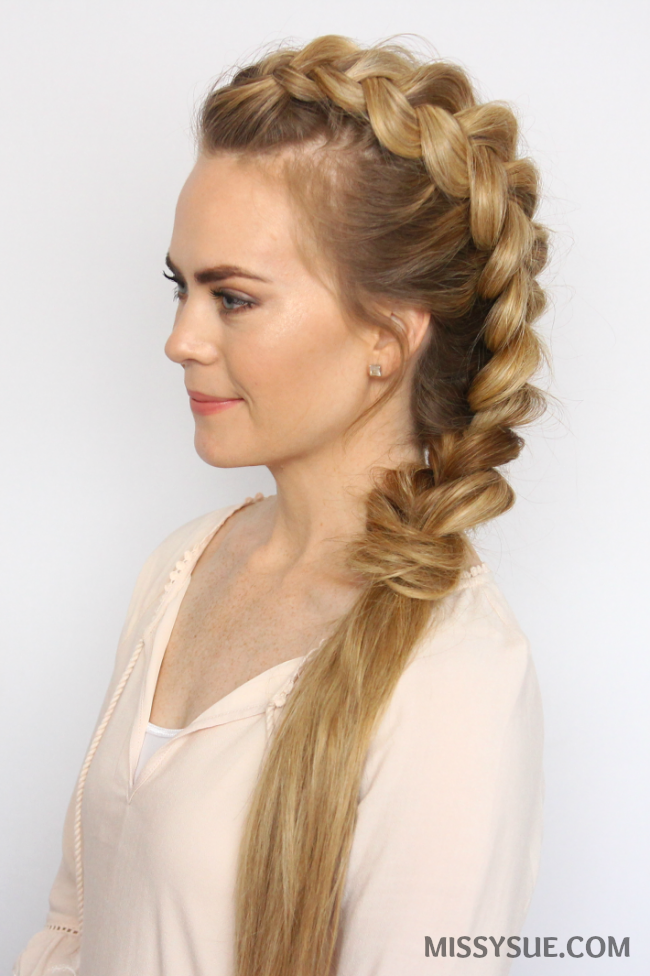 Прически коса фото средний Dutch Mohawk Braid Hairstyles MISSY SUE Braids for short hair, Heatless hairstyl