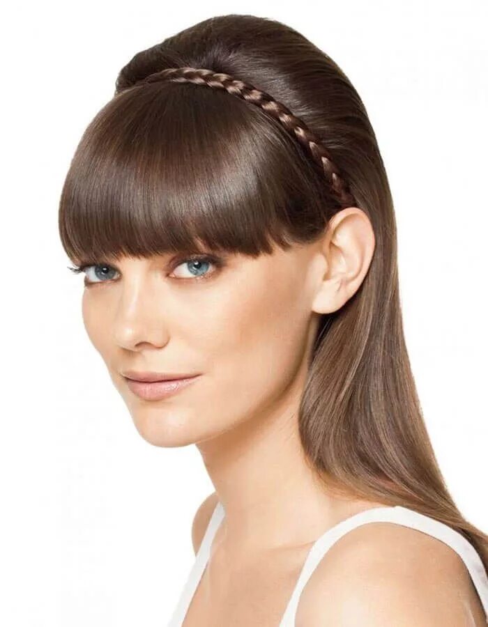 Прически косы с челкой фото косичка ободок с распущенными волосами Hair pieces, Hairdo, French braid