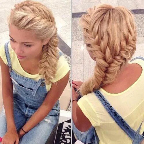 Прически красивые косички заплетенные Two side french fishtail braid #Braids Fishtail braid hairstyles, Beautiful brai