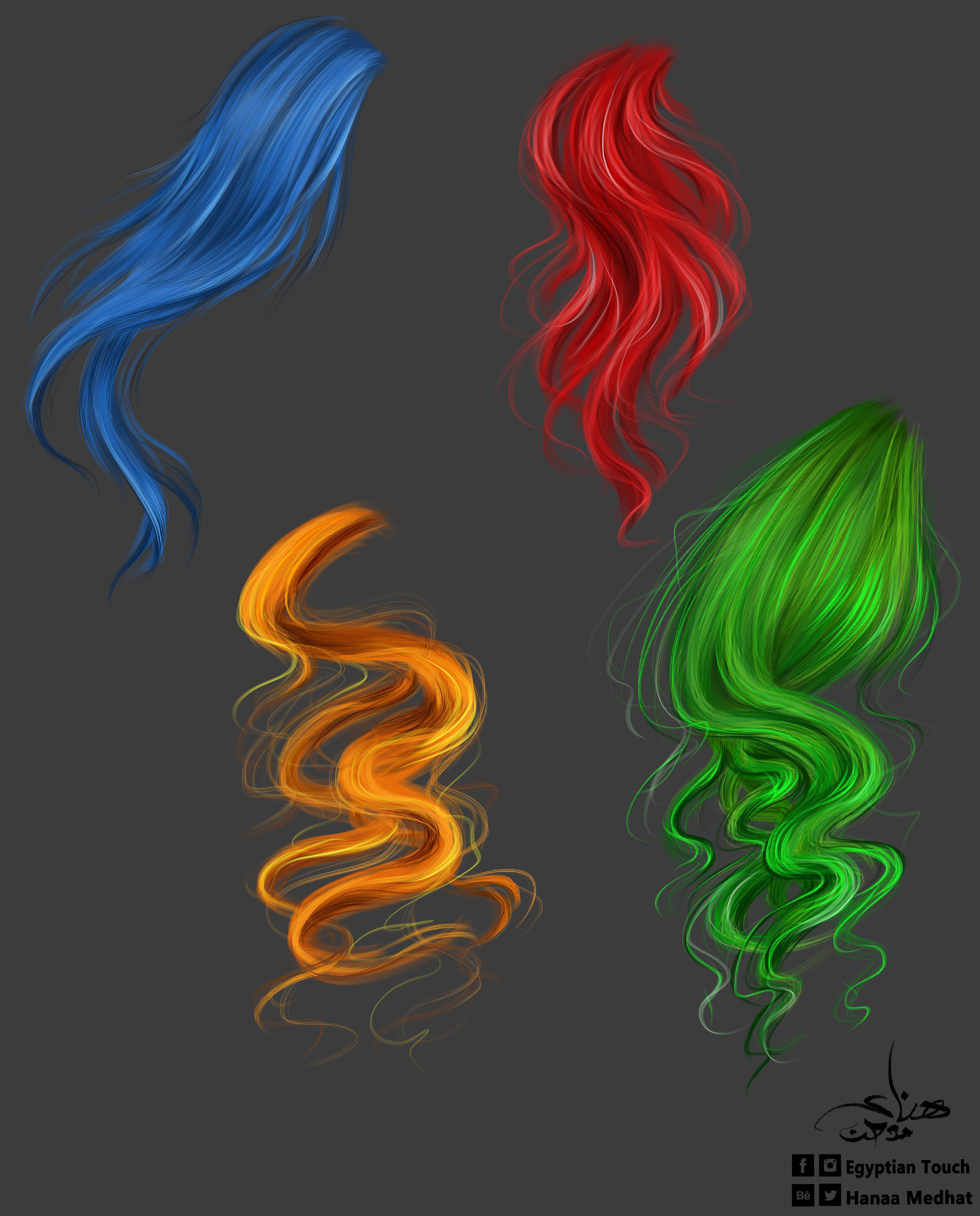 Прически краски волосы How to paint hair different colors and styles :: Behance