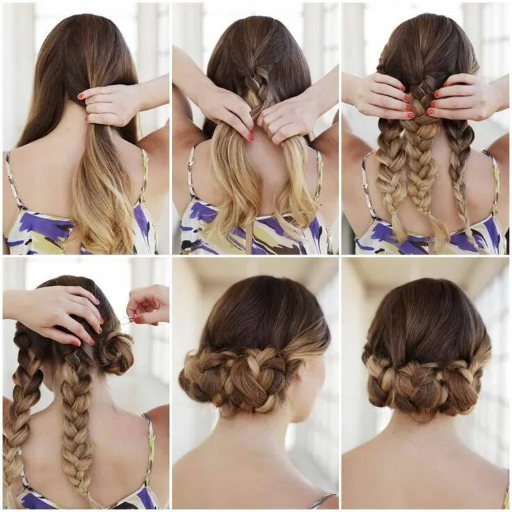 Прически легкие самой себе быстро Triple Braided Bun Easy braided updo, Braided hairstyles easy, Diy hairstyles ea