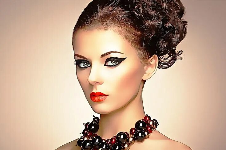 Прически макияж девушек фото Vector Painting Photoshop Action By Keepdesign TheHungryJPEG.com #Photoshop, #AD