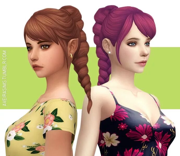 Прически максис Leela Hair V3 Recolor by Aveira Sims