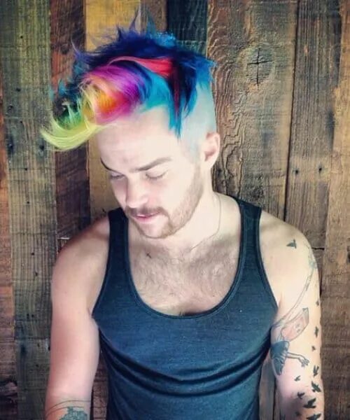 Прически мужские крашеные rainbow quiff modern haircuts for men Men hair color, Hair styles, Mens hair col