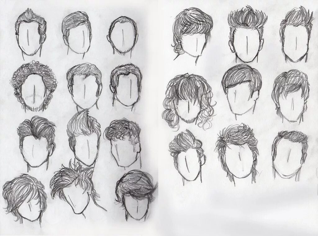 Прически мужские мультяшные Hair Study- Males by Moon-Shyne on deviantART Sketches, Realistic drawings, Draw