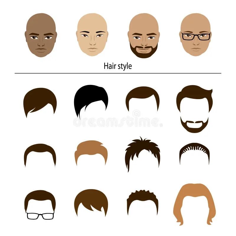 Прически мужские мультяшные Male Stylish Templates Hairstyles Stock Vector - Illustration of vector, fringe: