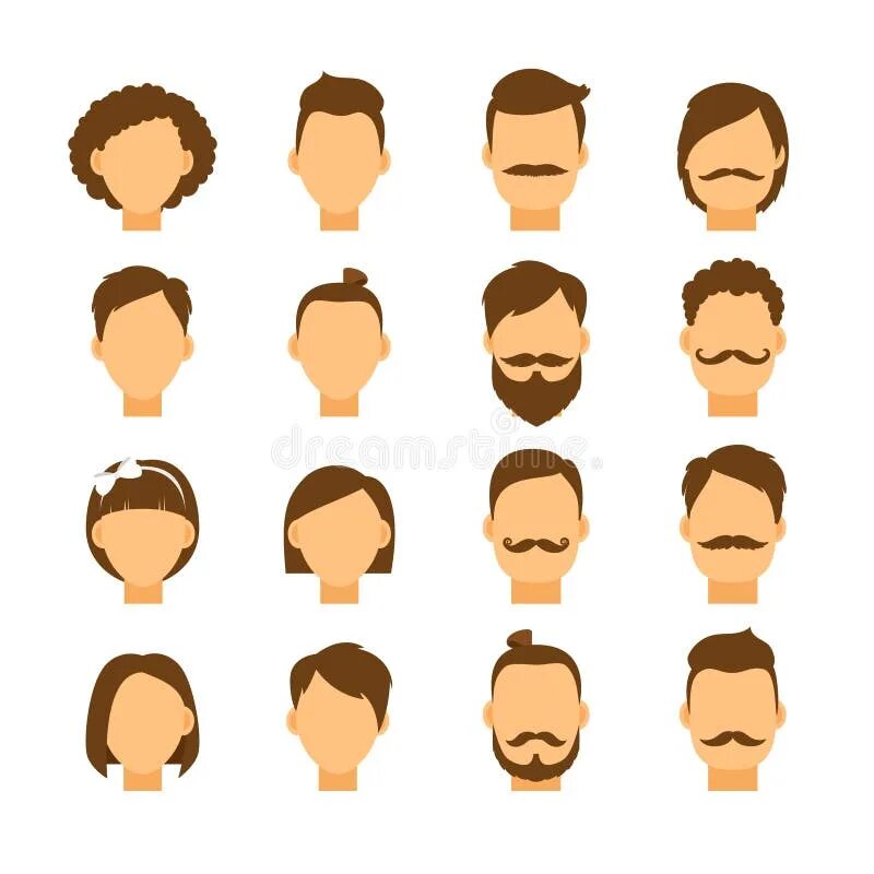 Прически мужские мультяшные Women Hairstyle and Men Hair Style Hipster Stock Vector - Illustration of beauti