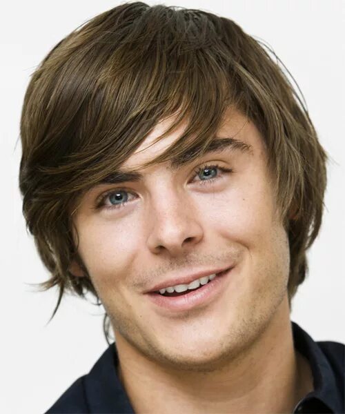 Прически мужские средние подростки Zac Efron Medium Straight Ash Hairstyle with Side Swept Bangs