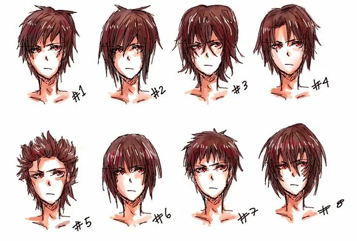 Прически мужских персонажей Anime hair style II by nyuhatter on deviantART Нарисовать волосы, Волосы аниме, 