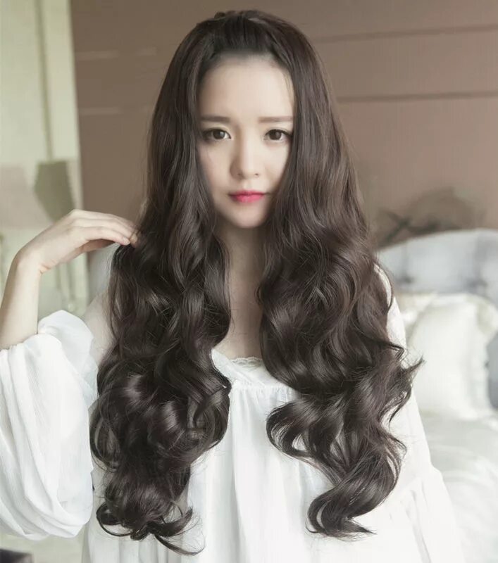 Прически на азиатские волосы Perruque peruca hair queen The show half wig long curly hair wavy hair fluffy sh