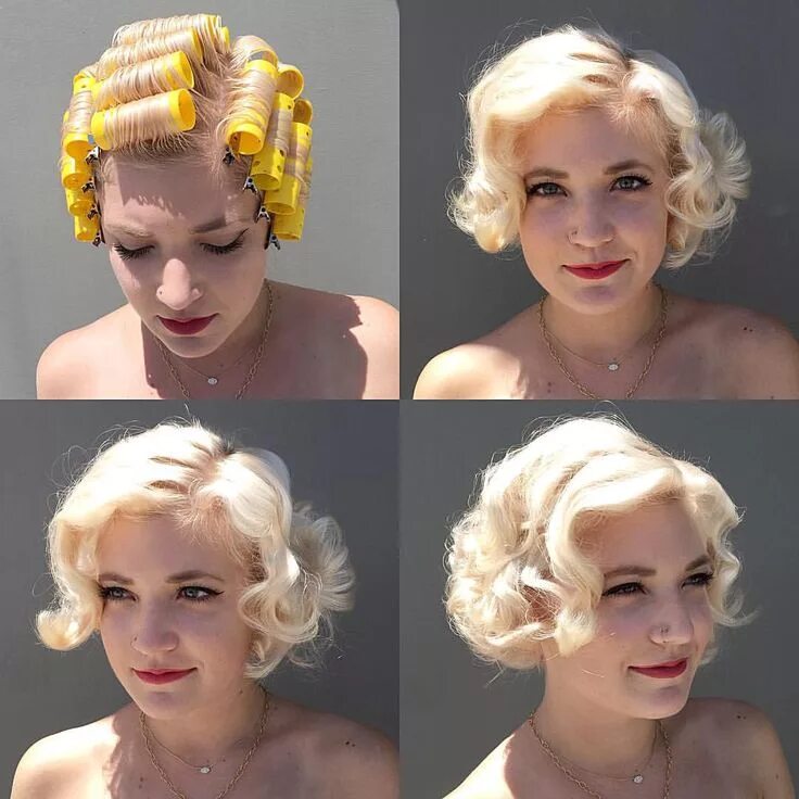 Прически на бигуди на короткие волосы See this Instagram photo by @fernthebarber * 1,102 likes Hair rollers, Vintage h