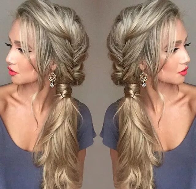 Прически на длинные на новый BRAIDED SIDE PONYTAIL . Side ponytail hairstyles, Side swept hairstyles, Hair st