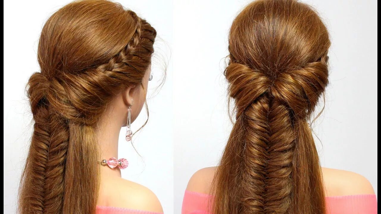 Прически на длинные волосы 6 класс Easy hairstyle for long hair with braids tutorial - YouTube