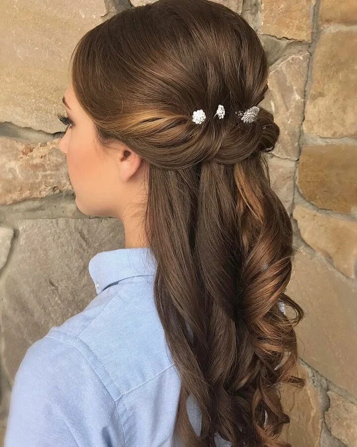 Прически на длинные волосы на последний Pretty Half up half down wedding hairstyle - partial updo bridal hairstyle ideas