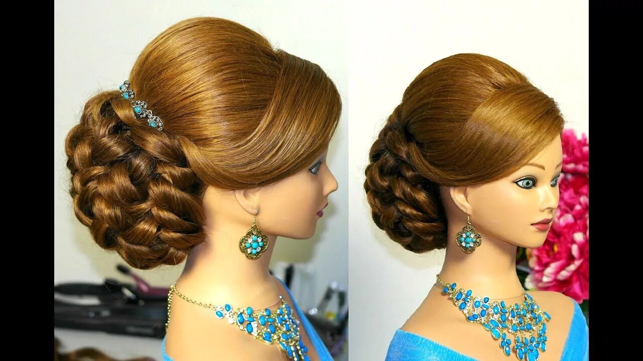 Прически на длинные волосы на праздник Hairstyle for long hair tutorial. Bridal updo - YouTube