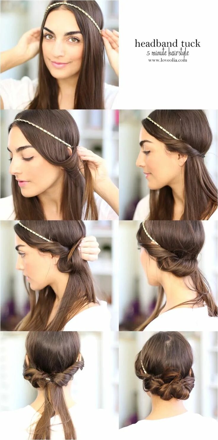 Прически на длинный волос с повязкой Easy Hairstyle Ideas For Long Hair Less Then 10 Minutes Headband hairstyles, Gat