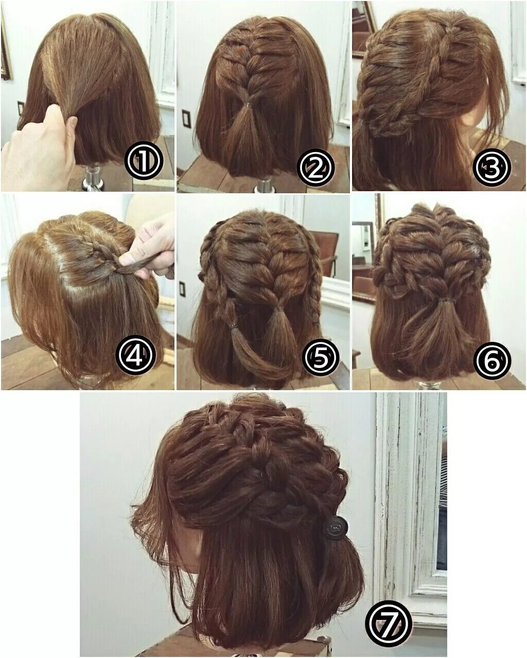 Прически на каре для девочек поэтапно ヘ ア ア レ ン ジ Braided hairstyles updo, Medium hair styles, Short hair styles