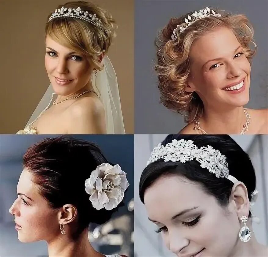 Прически на каре с диадемой Wedding hairstyles with veil, images of hairstyles with short and long veil Roma