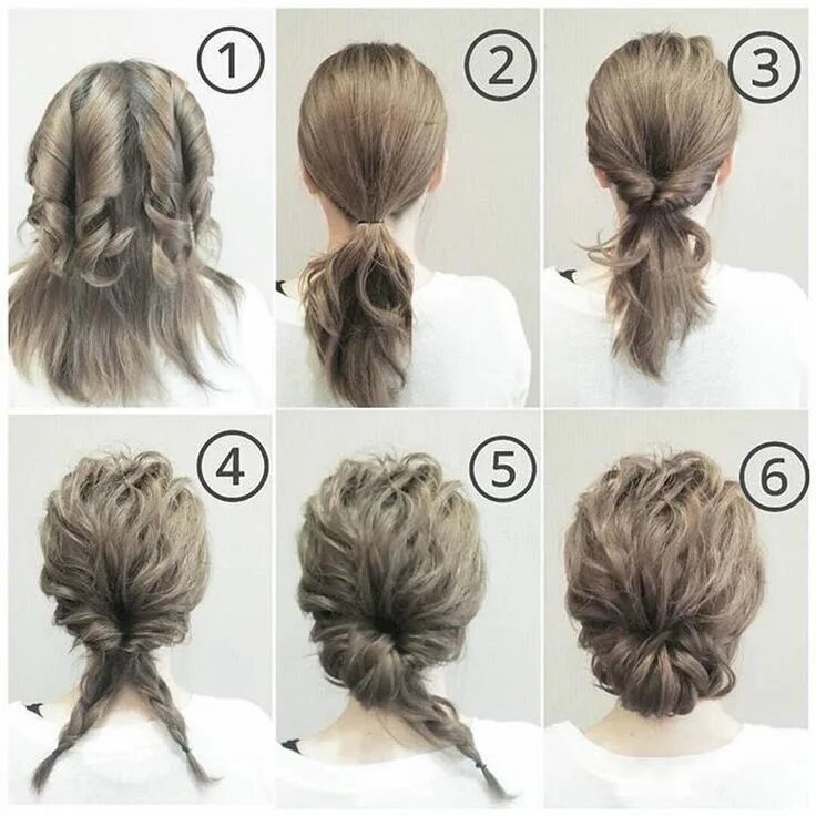 Прически на короткие пошагово Pin by Лилия Си. on Прически Hair styles, Hair arrange, Long hair styles