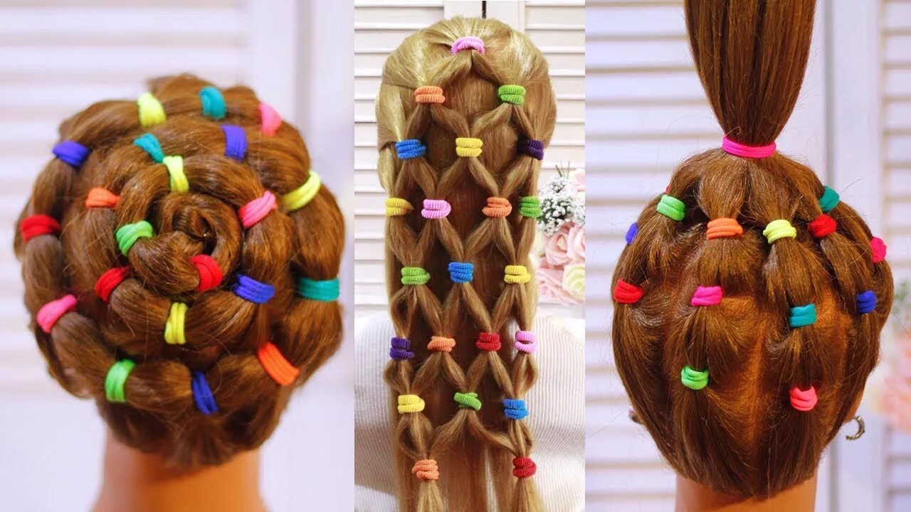 Прически на короткие с резинками Топ 5 Простые и Легкие Прически на Резинках. Top 5 Hairstyles Tutorial Compilati