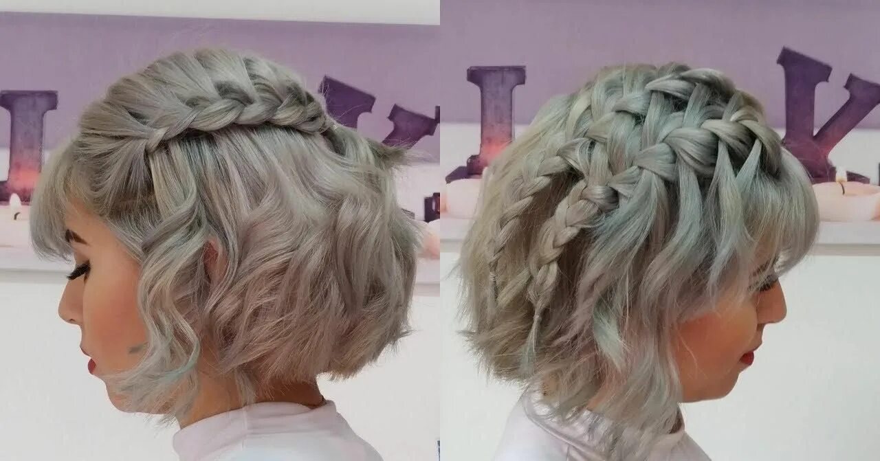 Прически на короткие волосы косы Peinados con trenzas para cabello corto Beauty, Hair styles, Hair