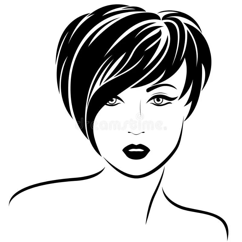 Прически на короткие волосы рисунки Fashion Girl with Short Stylish Hair Stock Vector - Illustration of abstract, ic