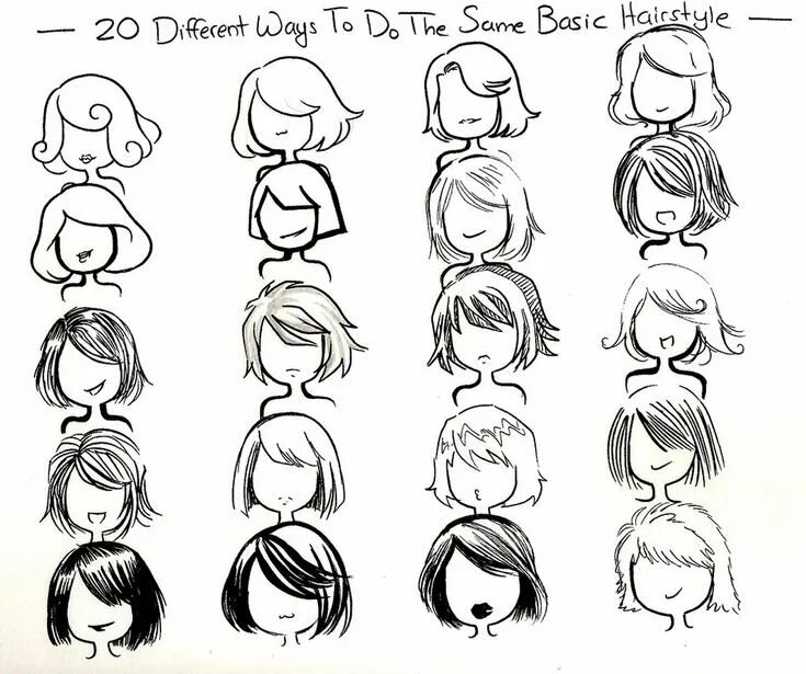 Прически на короткие волосы рисунки twenty ways- basic hairstyle- by NeonGenesisEVARei on DeviantArt How to draw hai