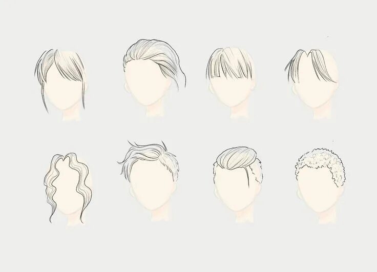 Прически на короткие волосы рисунки How to Draw Hair in Detail Sketch head, Face sketch, Cartoon drawings sketches