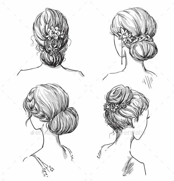 Прически на короткие волосы рисунки Bridal Hairdos Hair sketch, Drawings, Girl hair drawing