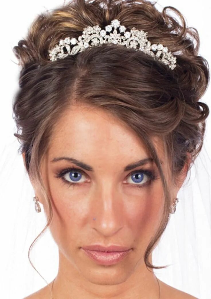 Прически на короткие волосы с короной Wedding Hair Accessories with Tiara - Long Hairstyle Galleries Tiara hairstyles,