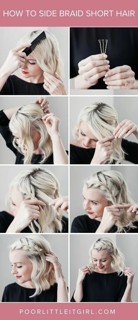 Прически на короткие волосы самой себе 10 популярных идей на тему "easy braids for short hair step by step" для вдохнов