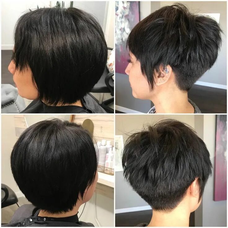 Прически на короткие волосы спереди сзади Today I was able to create a pixie cut for a new awesome client who had a bad pi