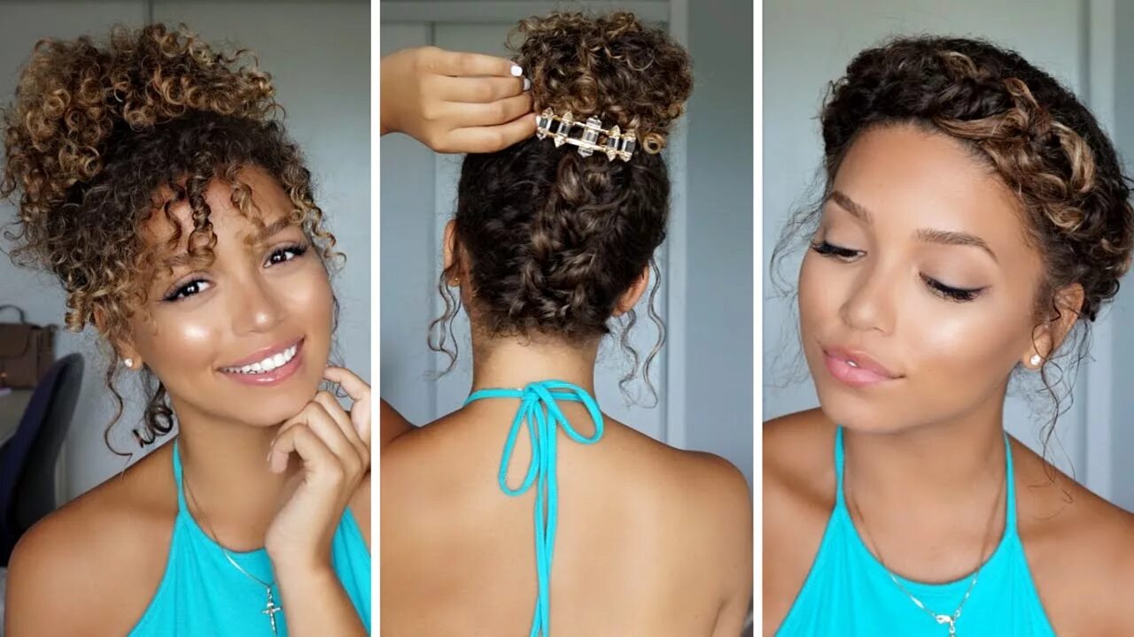 Прически на кудрявые волосы 2024 3 Summer Hairstyles for Curly Hair Ashley Bloomfield - YouTube