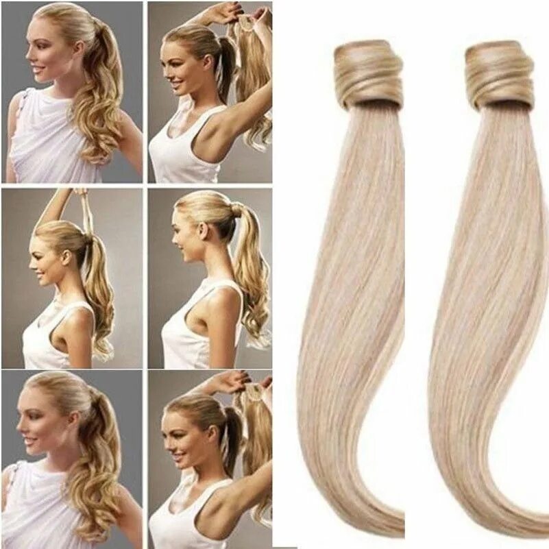 Прически на накладной волос средние Natural Clip in Ponytail Hair Extensions Wrap on Pony tail Hairpiece As Remy FB 