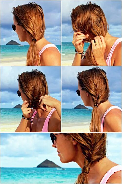 Прически на пляж на средние волосы Beach Hair 101: Twisted Side Ponytail Beach hairstyles for long hair, Beach hair