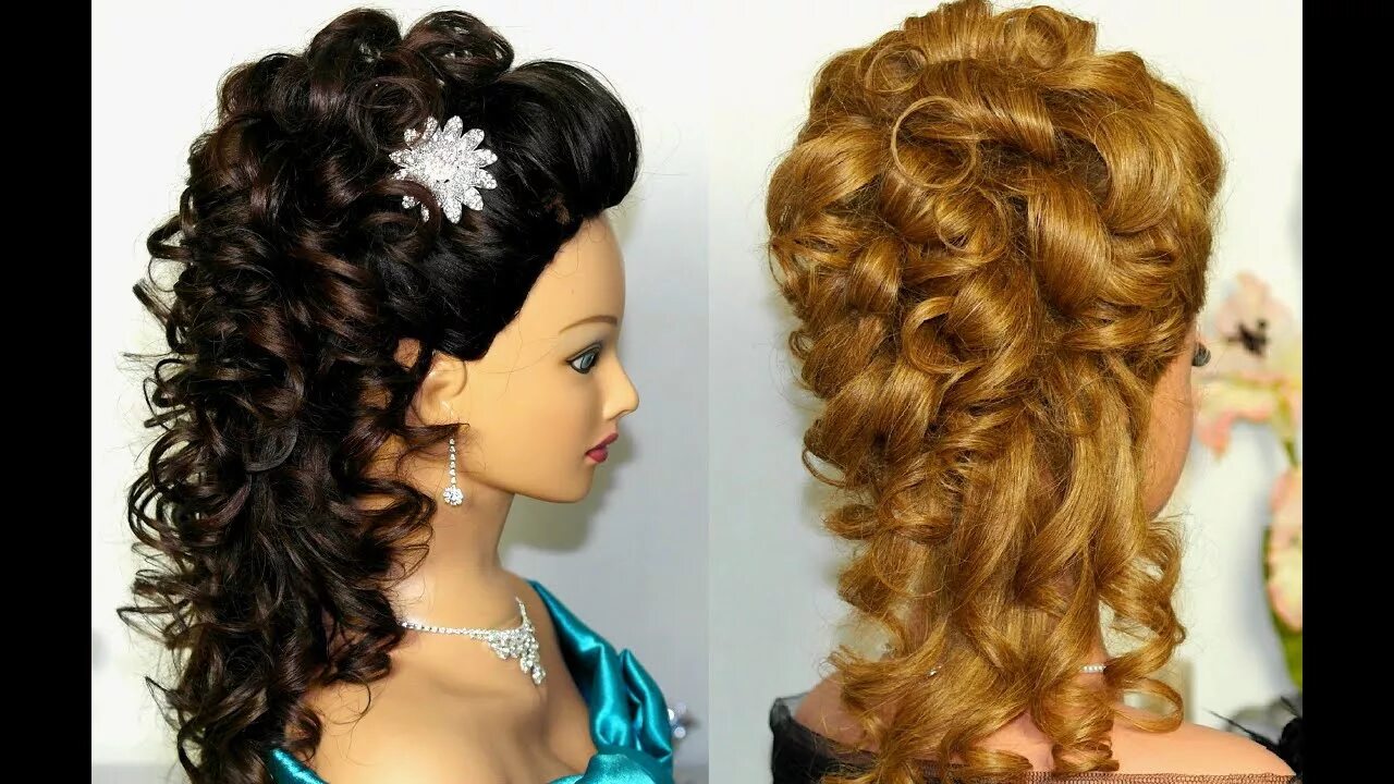 Прически на праздник на длинные Bridal, prom hairstyle for long hair. Curly hairstyle. - YouTube