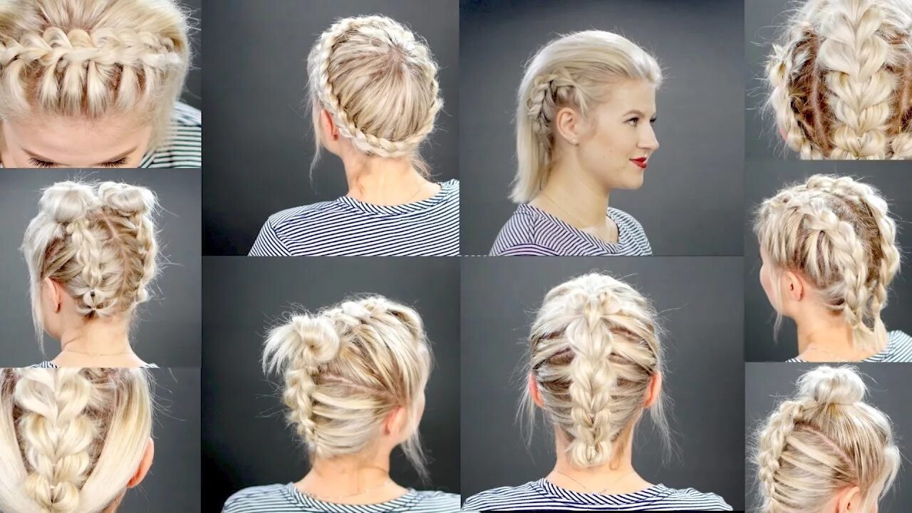 Прически на прогулку на короткие волосы 10 FAUX BRAIDED SHORT HAIRSTYLES Tutorial Milabu - YouTube