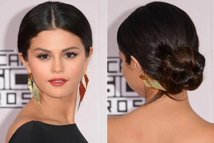 Прически на средние ровно волосы How to Style a Bun 13 Different Ways Bun hairstyles, Selena gomez hair, Low bun 