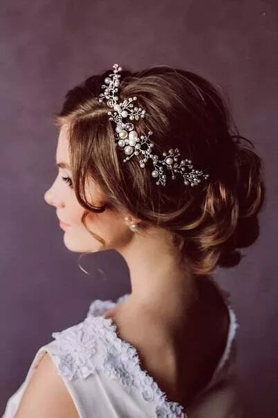 Прически на средние волосы диадема Bridal Halo Bohemian Crystal Pearls Bridal Floral Hair Vine Headband Tiara Crown