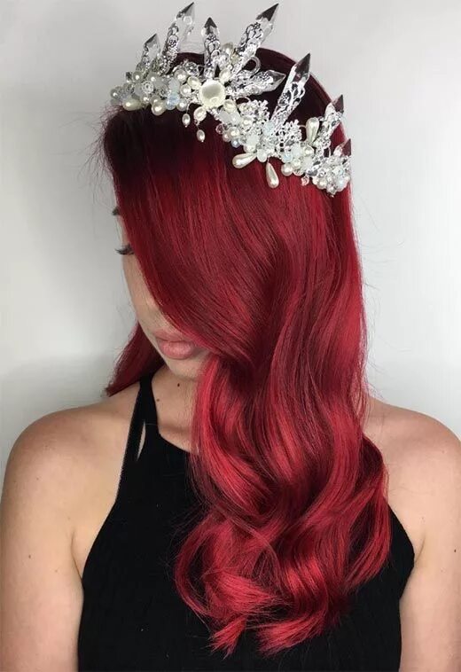 "Red Rose" Brilliant cool red hair color with boho braided style by Butterfly Lo