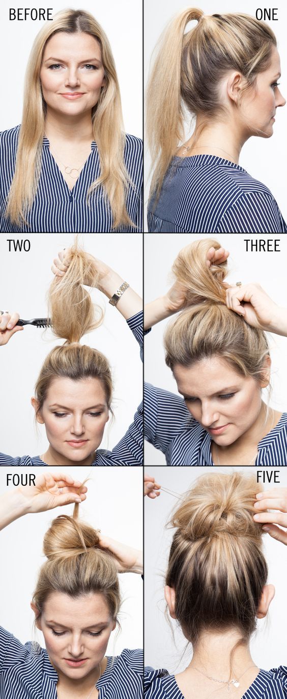 Прически на средние волосы очень тонкие The Perfect Top Knot Hair Tutorial - www.adizzydaisy.com Hair inspiration, Easy 